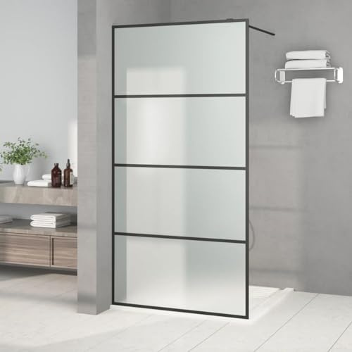 IKAYAA Mampara Ducha Fija 100 x 195 cm -Panel Pantalla Fijo Ducha de Vidrio ESG - Mamparas de Ducha Fija con Cristal Templado 5 mm - Mampara Fija Transparente Esmerilado