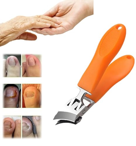 Schräger spritzwassergeschützter Nagelknipser mit weiter Backenöffnung,Wide Jaw Opening Anti-Splash Slanted Nail Clippers, Nagelknipser mit Auffangbehälter für Senioren (Orange)
