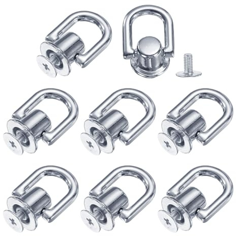 sourcing map Metal Ball Studs Rivets D Ring, 8 Pcs Ball Post Head Buttons Studs Rivets with Screw for Purse Chain Connector DIY Art Leather Crafts (Silver)