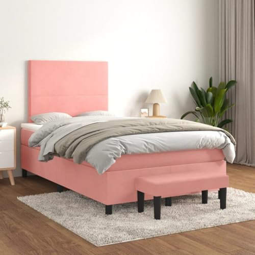 LAPOOH Boxspringbett mit Matratze Rosa 120x200 cm Samt, Bett, Bed Frame, Familienbett, Bettrahmen, Bett Gestell, Bett Rahmengestell, Schlafzimmer Bett - 3137718