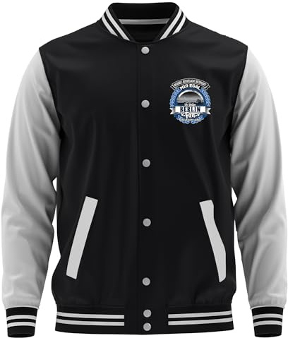 UGLYSHIRT Ein Leben lang Berlin Herren College Jacke | Football Berlin Jacke Sport Baseball Freizeit Sweatjacke | M1 Schwarz