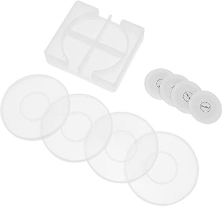 LALAFINA Silikon-untersetzerform Mit Aufklebern Für Diy Coaster Bastelgussform Leuchtende Epoxidform Flexible Und Wiederverwendbare Cd-form