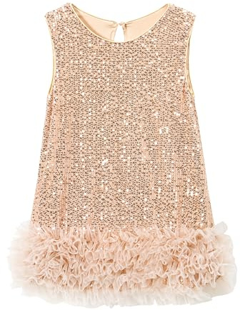 Miipat Abitini Bambina Paillettes Vestiti Ragazza Vestito Bambini Principessa per Il Matrimonio Festa di Compleanno(Champagne 100 2-3 Anni)