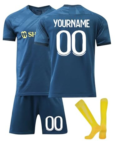 Personalisiert Fußball Trainingstrikots für Jungen Herren Fußballtrikot mit Eigenem Namen & Nummer, Verschiedene Trikots Hause Auswärts Fußball Trikots Shorts Socken Set für Kinder Erwachsene