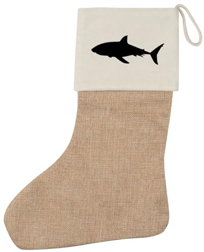 Huuraa Weihnachtsstrumpf Hai Silhouette Geschenk Beige Jute Hai Geschenkidee
