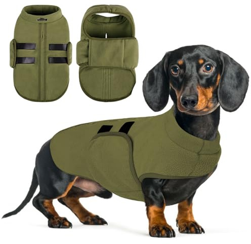 Queenmore Fleece Pullover Hund Hundemantel Winter, Hundepullover Fleece | Kleine Hunde Für Dackel, Chihuahua, Zwergspitz, Bulldog, Yorkshire, für zu Hause & unterwegs, Olivgrün, XS
