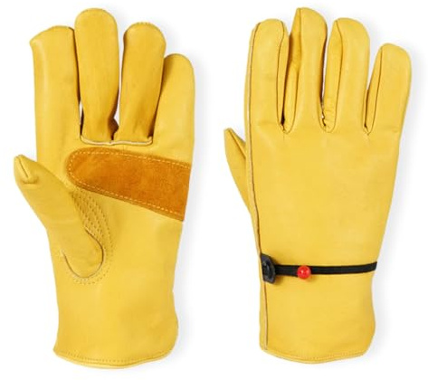 mophrati 1 Paar Leder-Grillhandschuhe, wärmeisolierend, dick, Kochhandschuhe, Herd, Kamin, Outdoor-Barbecue-Gadgets