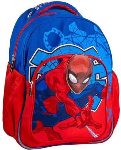 Mochila Escolar Spider-Man Infantil Diseño Azul y Rojo con Bolsillos Laterales - Mochila Spiderman Resistente y Cómoda para Niños Fans de Marvel