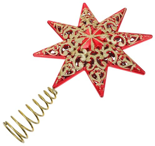 VALICLUD Stella Puntale Albero Natale Rosso Ottagonale Decorazione Natalizia per Casa e Feste Ornamento Luminoso e Moderno per Atmosfera Festiva Adatta per Interni Ed Esterni