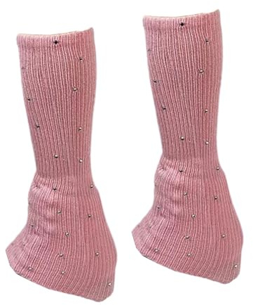 Perfeclan Skating Leg Warmers Knitted Long Leg Warmers Lightweight Decorative Ice Figure Skating Socks for Cold Weather Training Party, Pink