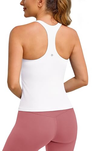 BAYDI Clouduxi tanktoppar racerback yoga topp fitness topp linne med integrerad bh, Vit, M