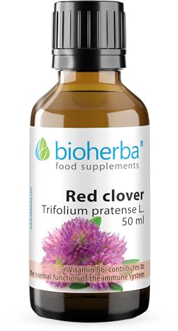 Trébol Rojo Sin Alcohol – Gotas 50 ml | Complemento Líquido con Vitamina B6 para Sistema Nervioso y Regulación Hormonal | Fórmula Vegetal de Bioherba