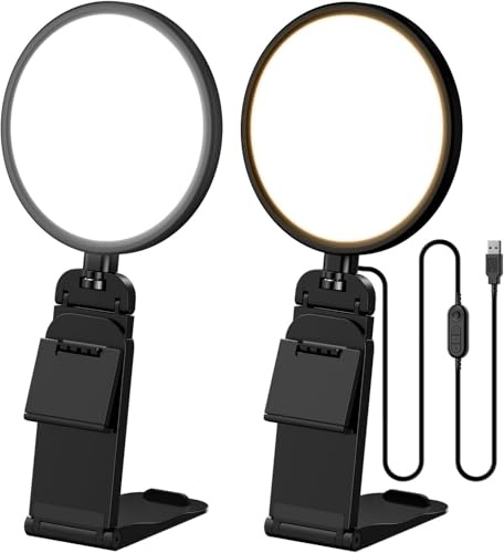 5 Ring Light For Zoom Meetings, Eye-Caring LED Desk Ring Light For Video Calls, Clip on Light With Phone Holder For Computer/Laptop/Webcam, Desk Light For Video Recording/Streaming/Selfie