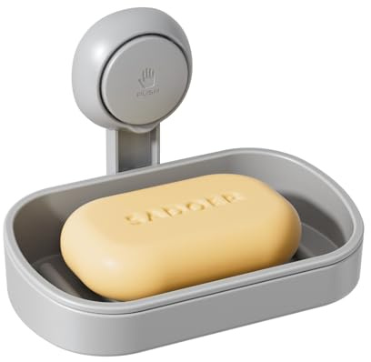 LEVERLOC Jabonera para ducha, soporta hasta 3 kg, soporte de jabón con ventosa para baño, bañera, montaje en pared, impermeable, sin taladros, organizador de ducha con ventosa extraíble, soporte para