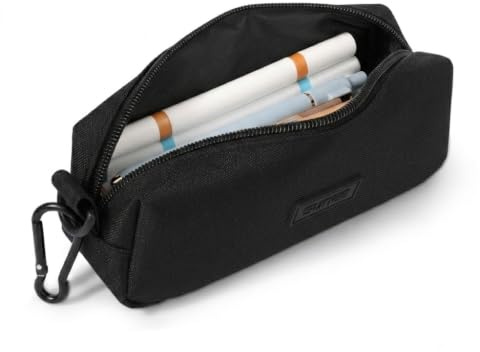 SUNEE Kleines Federmäppchen, Robustes 900D Oxford Mäppchen mit Metallreißverschluss & Clip, Kompakte Aufbewahrung für Schule, Büro & Reise, Schwarz