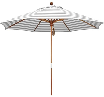 Ombrellone da esterno da 2,7 m, impermeabile, pieghevole, in legno, per balcone, terrazza e spiaggia, protezione UV, design elegante e durevole