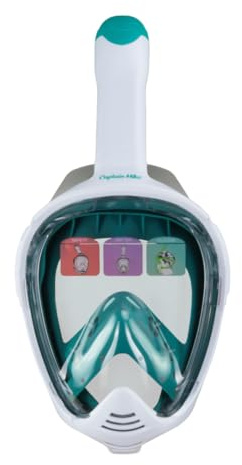 Captain Mike Vollgesichts-Schnorchelmaske mit Dry Top – 180° Panorama – CO₂-Ventil & Anti-Fog – Atemsystem für Nase & Mund – Kamerahalter – Für Erwachsene & Jugendliche
