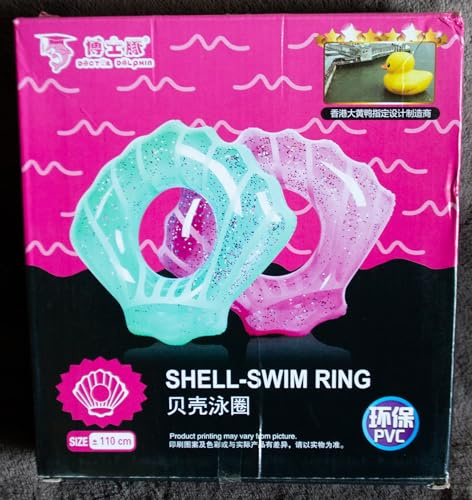 Glitzer Muschel Schwimmreifen in pink, 110 cm Durchmesser, Aufblasbarer Pool Float mit Glitzer-Design (Pink)
