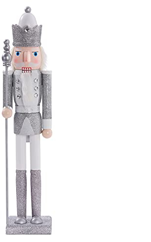 THE TWIDDLERS - Large Silver Christmas Nutcracker Soldier Ornament, 50cm / 20 - Handmade with Premium Wood and Moveable Parts, Festive Xmas Decoration