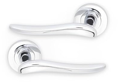 Infinity Decor Coppia di maniglie a leva in zinco scarlatto su rosetta set cromo lucido maniglie per porta interna – per uso domestico e ufficio