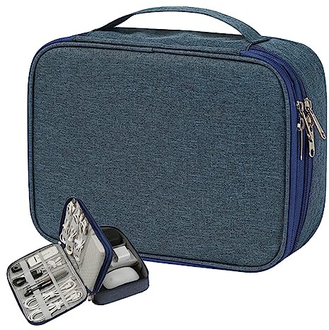 Cable Organizer Travel | Kompakt vattentät elektronikväska | Travel Essentials kabelförvaringsväska för minikamera, mus, hårddiskar, öronproppar, telefoner, laddare