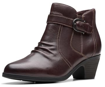 Clarks Collection Women's Emily 2 Opal Ankle Boot, Dark Brown Leather, 7.5 Medium US