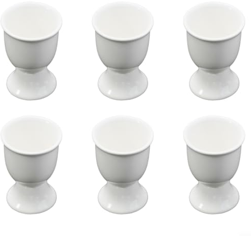 Hasaller Lot de 6 coquetiers en porcelaine - Passe au micro-ondes et au lave-vaisselle - Blanc