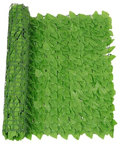 Rollo de protección visual de hiedra artificial, rollo de cobertura de hiedra artificial, valla de protección visual con hojas, rollo para setos de jardín, balcón, decoración exterior, 50 x 200 cm