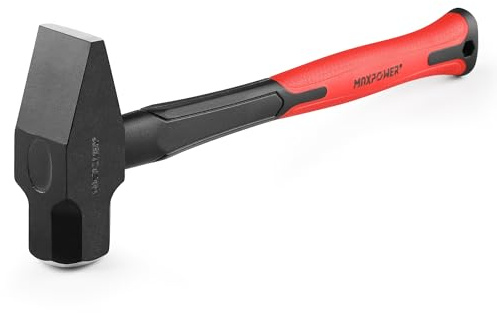MAXPOWER 3LB Cross Pein Hammer, Fiberglass Handle, Forged Steel Head | Shock-reduction Grip Sledge Hammer