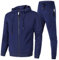 LinRim Tuta da jogging da uomo, tuta da casa, maglione Y2K, con cappuccio e baggy, in cotone, pantaloni lunghi da allenamento, per il tempo libero, set per la casa, Blu marino, XXXL