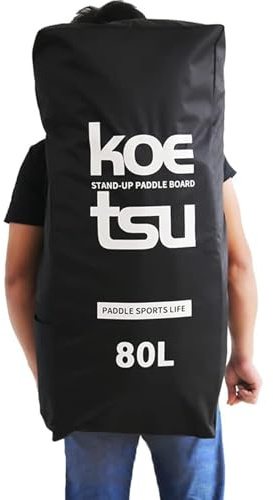 QhomeQ Zaino per Skateboard da Stand Up Paddle Gonfiabile, 80L/105L/125L Borsa Trasporto in Tela per Tavola Gonfiabile, Backpack Zaino Impermeabile, Accessori da Tavola da Surf,Nero,80L