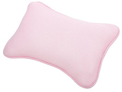 SKISUNO 3d Mesh Bath Pillow with Suction Cups, Bone Shape Bathtub Pillow for Neck and Head Support, Breathable Spa Cushion Suitable for Bathtubs, Pink Bath Accessory