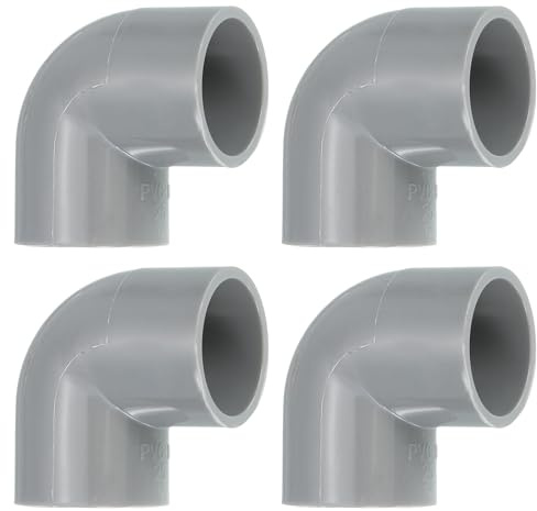 QUARKZMAN 90 Grader Armbåge, 4 Stycken PVC Slangkopplingar 2-vägs Armbåge Höger Vinkel Sidoutgång Adapter Kopplingar PVC Konstruktion Möbler Gör-Det-Själv, Grå