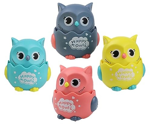 Toyvian 4pcs Press Driven Toy Creative Owl Car Toy for Boys and Girls Toddlers Birthday