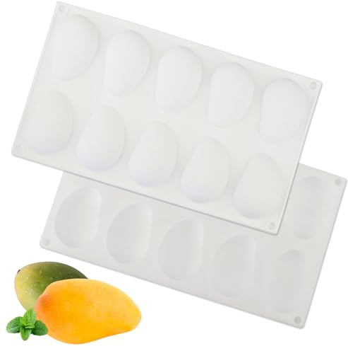 HAYGEM Abwaschbar Mango Silikonform, Eisförmchen Mango Mit 10 Löchern, Silikon Eisformen Dreidimensional, Wiederverwendbare Flexible Backform für Kuchen, Mousse, Gelee Und Eiswürfel