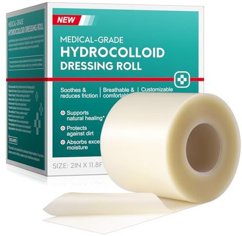 Hydrokolloid Pflaster Rolle 5cm x 3,6m – Zuschneidbarer Hydrokolloid Wundverband, Wasserfest & Hautfreundlich, Selbstklebende Wundauflage für Blasen, Schürfwunden, Kleine Schnitte & Hautschutz
