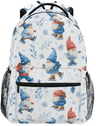 Kinder-Rucksack mit Zwerg-Ski-Muster, für Jungen, Mädchen, Studenten, große Rucksäcke für Grundschule, Schultertasche, Büchertasche