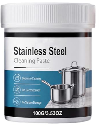 Nettoyant pour casseroles en acier inoxydable, nettoyant polyvalent en acier inoxydable pour appareils électroménagers, casseroles, four, ustensiles de cuisine, restaure la brillance (1Pcs)