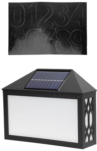 BCOATH Lampe de Numéro de Maison Solaire Noire 2200mah en Plastique Longue Durée D'éclairage pour Plaque Adresse Extérieure Lumineuse