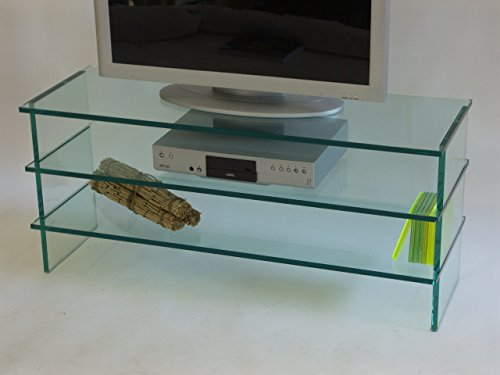 Paul Snajdar Glas TV Lowboard Konsole ZAPPING 110 cm 2 Fächer Möbel aus Klarglas