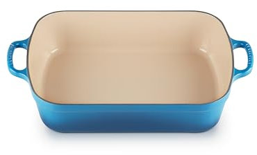 Le Creuset Evolution Bandeja Rectangular, Todas las fuentes de calor incl. inducción, 4,9 l, Hierro fundido, Azul(Marseille), 33 cm