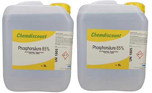 10Liter (2x5Liter, ca. 16kg) Phosphorsäure, H3PO4, 85%, versandkostenfrei