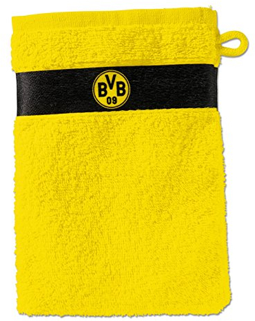 Borussia Dortmund BVB Manopla, algodón, Negro/Amarillo, 20 x 10 x 1 cm