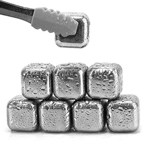 Daffodil MIC108-8 Eiswürfel wiederverwendbar aus Edelstahl Whisky Steine Whisky Stones Partyeiswürfel Bar Zubehör Dauereiswürfel ideal für Bier Whisky Cocktails Cola Saft usw.