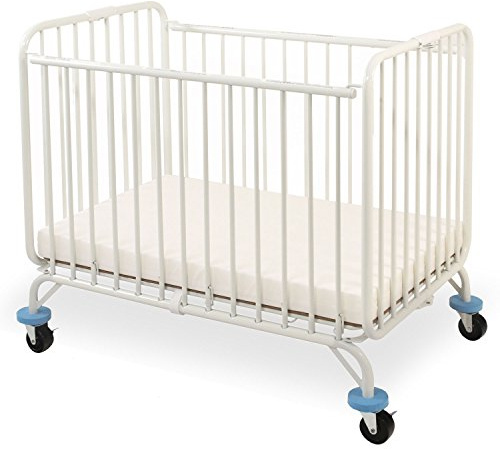L.A. Baby Deluxe Holiday Mini/Portable Folding Metal Crib, White