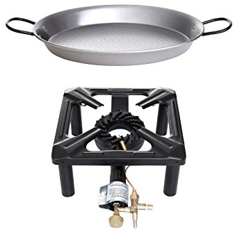 PaellaWorld 404014 Set 3 Réchaud avec poêle à Paella en Acier et sécurité d'allumage Ø 42 cm