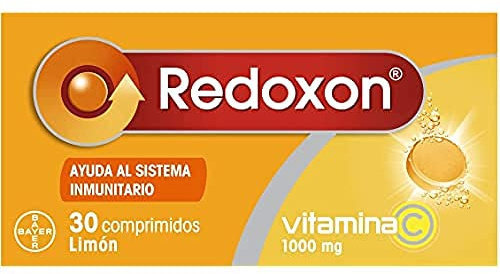 REDOXON Vitamina C 1000 mg - Ayuda al Sistema Inmune y Defensas - Favorece la Absorción del Hierro - Efecto Antioxidante - Suministro para 1 mes - Sabor Limón - Sin Gluten