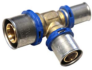EasyPRESS Pressfitting T-Stück reduziert DVGW für Mehrschichtverbundrohr u. PE-RT (Pressprofil: TH - Kontur) T-Stück reduziert in (20 x 20 x 16 mm)