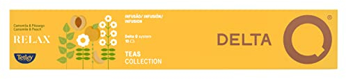 Delta Q Tisanas Relax - Cápsulas de Té e Infusiones - Infusión Relajante a Base de Manzanilla con Notas de Melocotón - Sin Teína- Efecto Calmante - 6 unidades x 10 Cápsulas