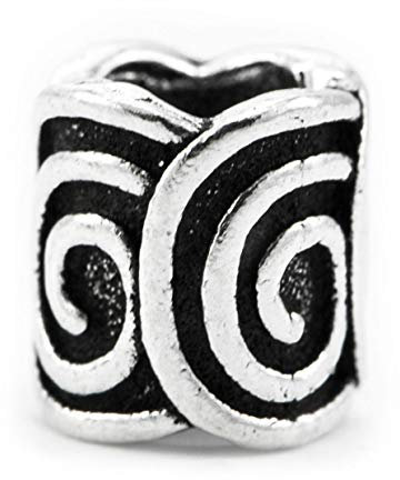 Windalf Celtic Haarperle Bartperle LEVIÂ 7 mm Lebens-Spirale Haarschmuck Vintage Bartschmuck 925 Sterlingsilber